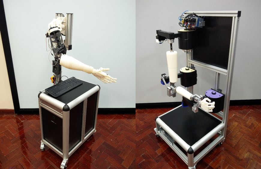 Two robotic arms we built for testing